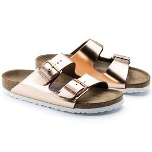 Birkenstock Arizona Soft Footbed Metallic Copper Leather Sandals Sz 41/10